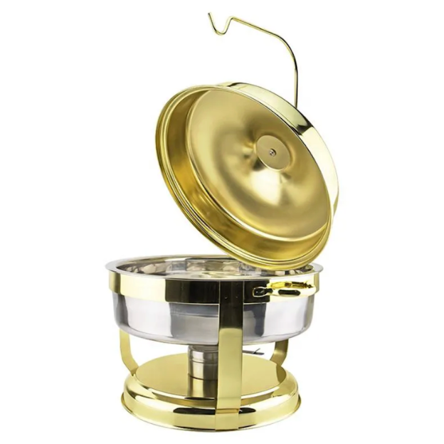 Round chafing dish with hanging lid hire